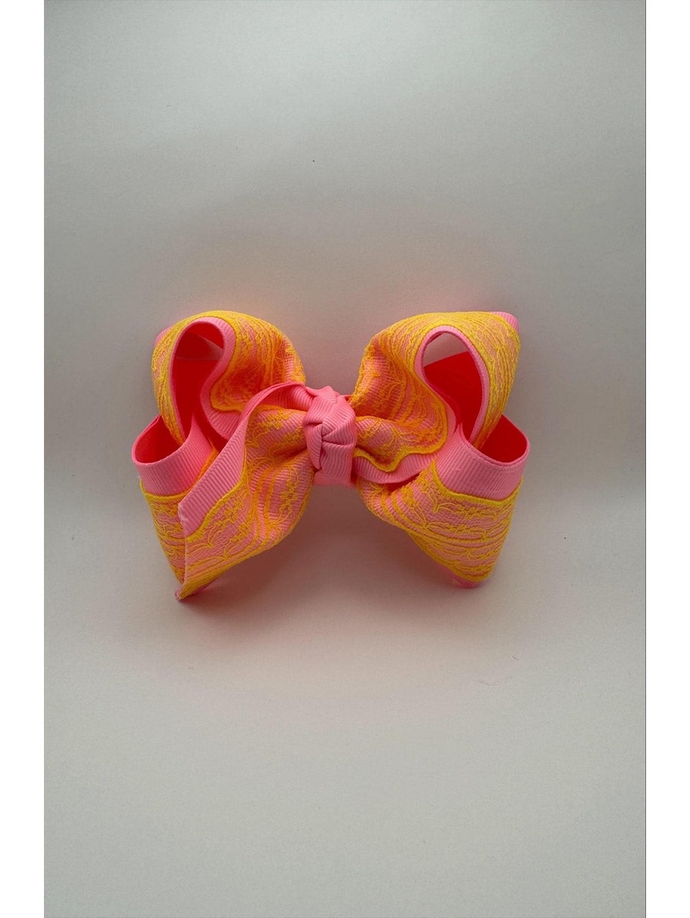 Pink & Yellow Lace Boutique Hair Bow